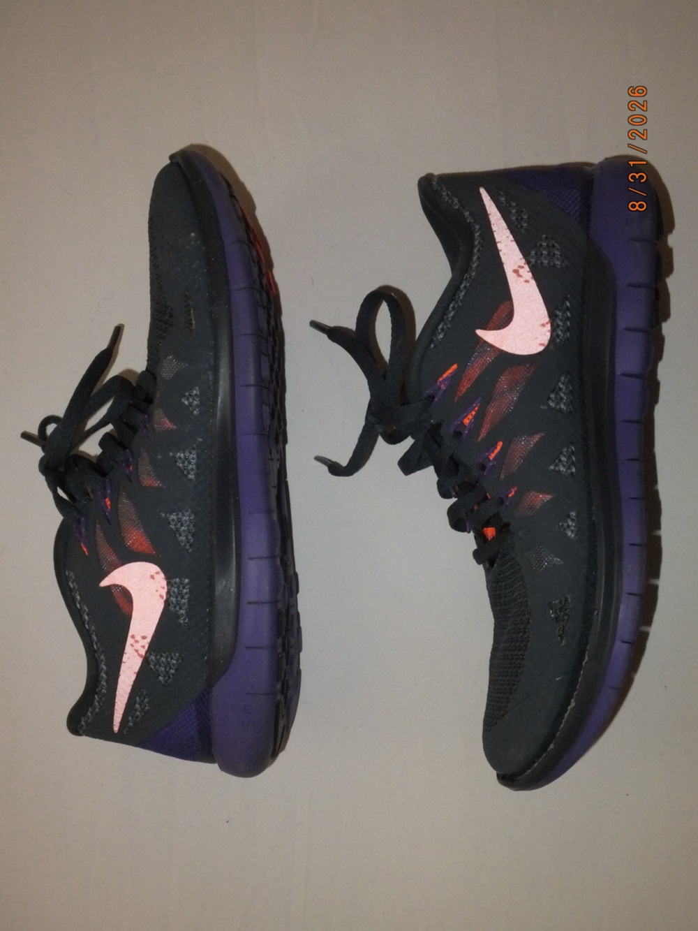 Women’s Nike Free Running Shoes- black pink purple 7.5